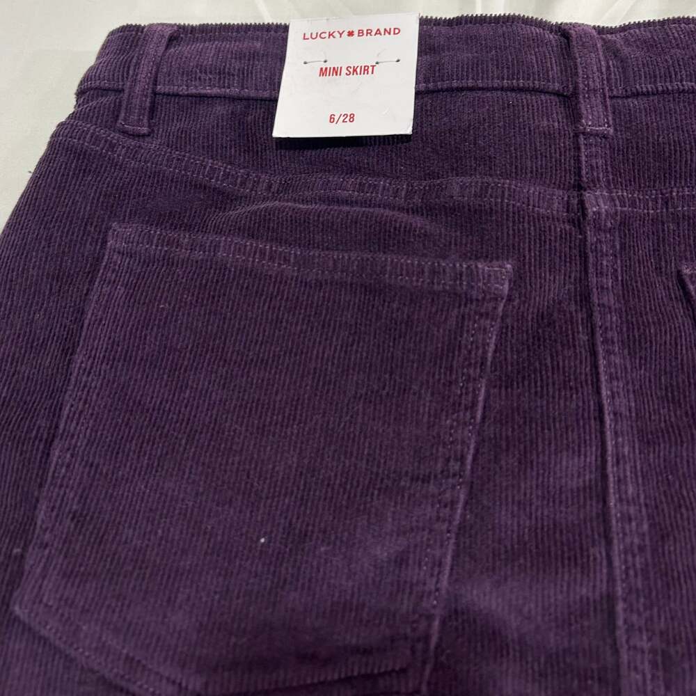 Lucky Brand Skirt Size 6 Maroon Corduroy Mini Skirt With Pockets NWT - Picture 4 of 6